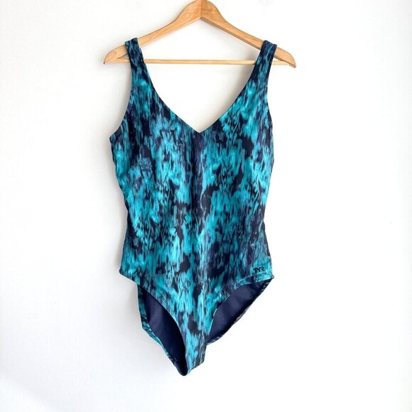 TYR Aqua black Tie Dye One Piece Swimsuit 14 - Picture 1 of 7
